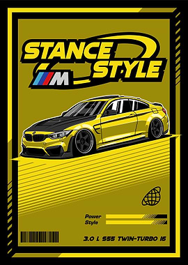 BMW M4 F82 Stance Style Yellow