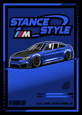 BMW M4 F82 Stance Style Blue