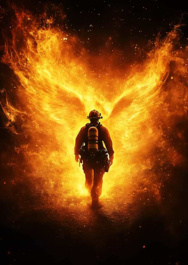 Firefighter with Wings of Fire