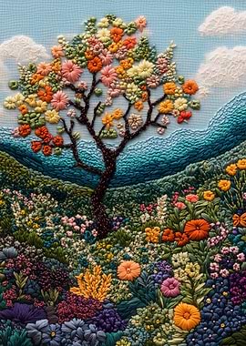 Embroidered Spring Landscape