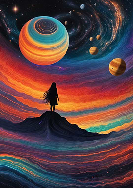 Cosmic Silhouette Under Swirling Galactic Skies - Lone survivor