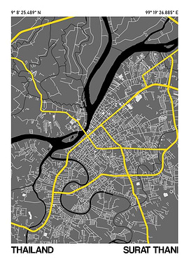 Surat Thani City Street Map
