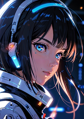 Anime Girl with Headphones