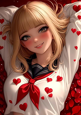 Anime Girl with Hearts