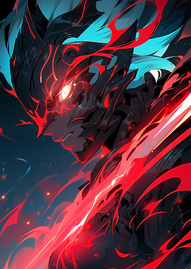 Anime Warrior with Fire