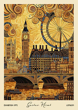 London Skyline Travel Klimt