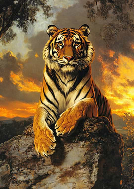 Majestic Tiger at Sunset