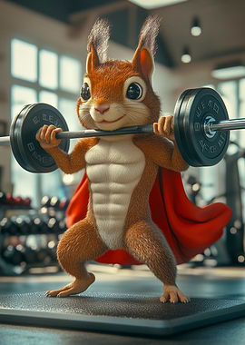 Super Squirrel Lifting Weights