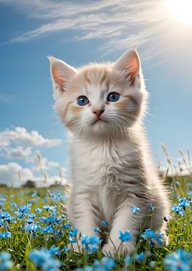Cute Kitten in a Field