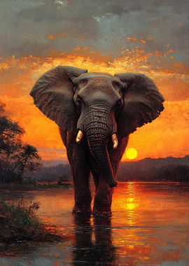 Elephant Sunset