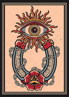 Horseshoe & eye vintage art