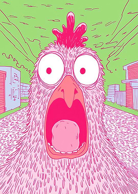 Screaming Chicken Illustration