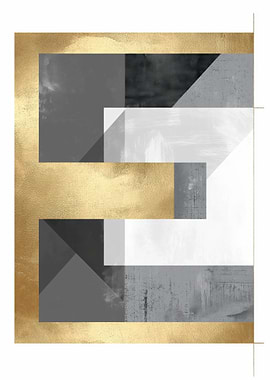 Letter E in Gold and Grey