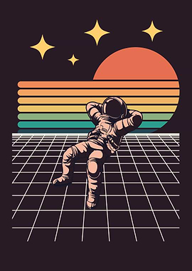 Retro Astronaut Sunset
