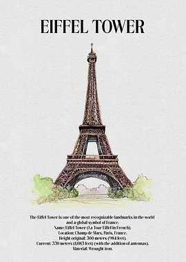 Eiffel Tower Watercolor Illustration