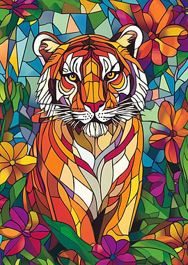 Stained Glass Tiger