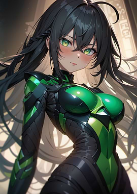 Anime Girl in Green Armor