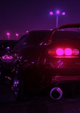 Red Sports Car Night