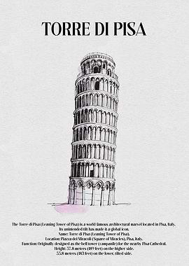 Leaning Tower of Pisa Illustration