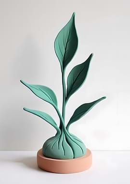 Clay Plant Sculpture