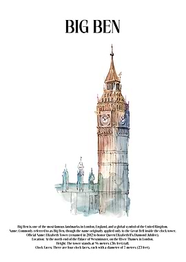 Big Ben Watercolor Illustration