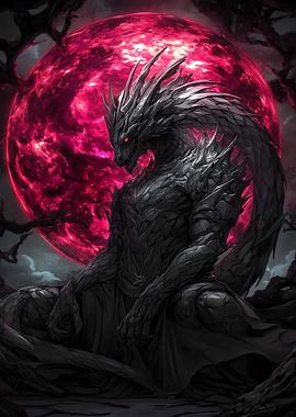 Black Dragon Under Blood Moon