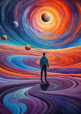 Surreal Cosmic Journey Through a Vibrant Vortex