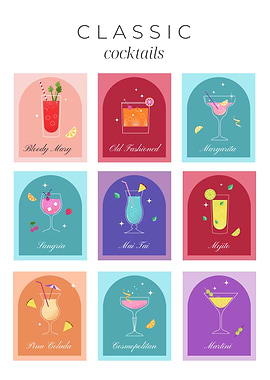 Classic Cocktails Illustration