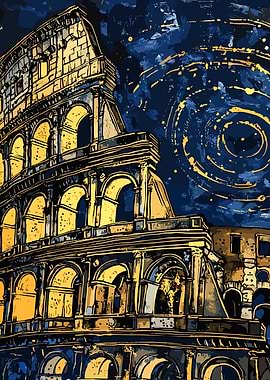 Roma Colosseum by Night Sky