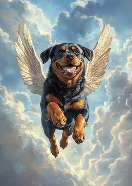 Rottweiler with Angel Wings | A Tribute to Strength and Love