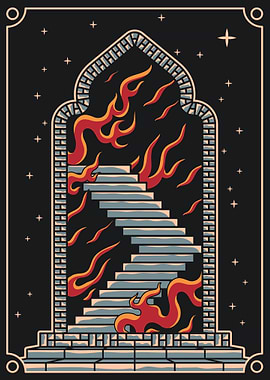 Vintage Stairway & Fire Art