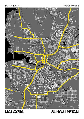 Sungai Petani City Street Map