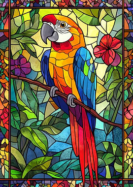 Stained Glass Parrot