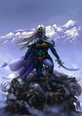 Elf Warrior on Mountaintop
