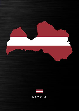 Latvia Map with Flag