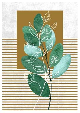 Green Branch with White Outline