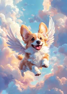 Welsh Corgi with Angel Wings | A Heartfelt Memorial Print