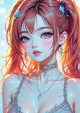 Anime Girl with Pink Eyes