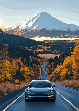 Tesla on Mountain Road