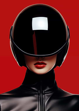 Woman in Black Helmet