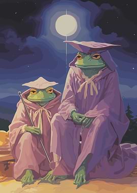 Frog Wizards Under Moonlight