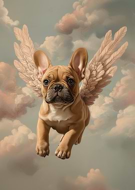 French Bulldog with Angel Wings | Sentimental Pet Portrait | French Bulldog Angel