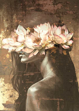 Woman with Lotus Flowers