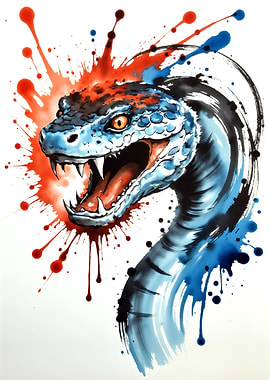 Watercolor Snake Art