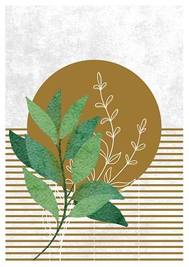 Green Leaves and Gold Circle