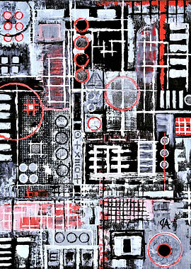 Abstract Geometric Industrial Circuit Jungle Painting