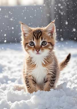 Kitten in the Snow
