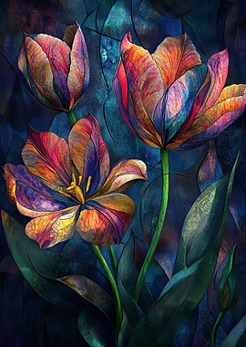 Stained Glass Tulips