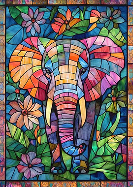 Stained Glass Elephant