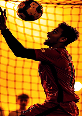 Soccer Player Catching Ball